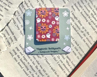 Skeleton Flower Magnetic Bookmark: Holographic Halloween Book Lover Gift