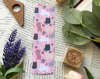 Cats and Paws Bookmark: Handmade Laminated Gift