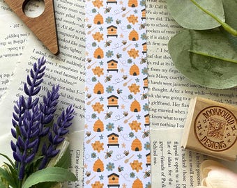 Honeycombs and Bees Laminated Bookmark: Gift for Book Lovers