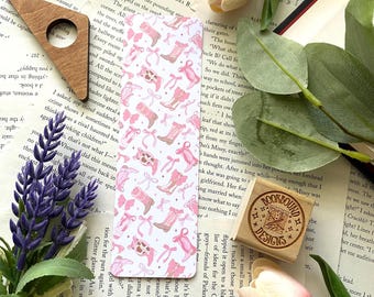 Cowboy Boots & Bows Bookmark: Laminated Book Lover Gift
