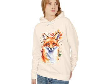Autumn Fox Unisex Lightweight Hooded Sweatshirt, Fall Fashion, Gift for Animal Lovers, Cozy Fall Wear, Nature-Inspired Hoodie
