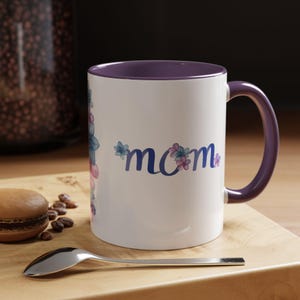MOM Floral Accent Coffee Mug - Perfect Gift for Grandma, Decorative Mug for Tea Lovers, Mother&#39;s Day, Floral Decor, Coffee Lovers