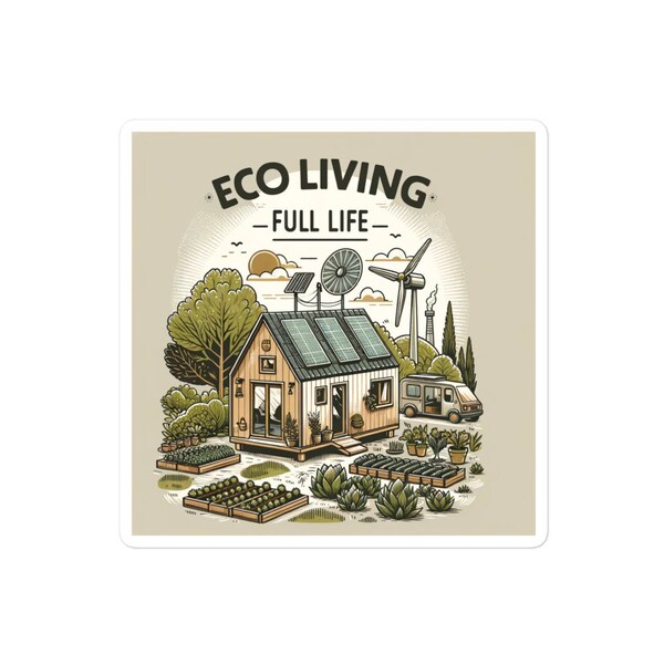 Öko-Leben - Erfülltes Leben Inspirierender Aufkleber – Nachhaltiger Lebensstil Sticker