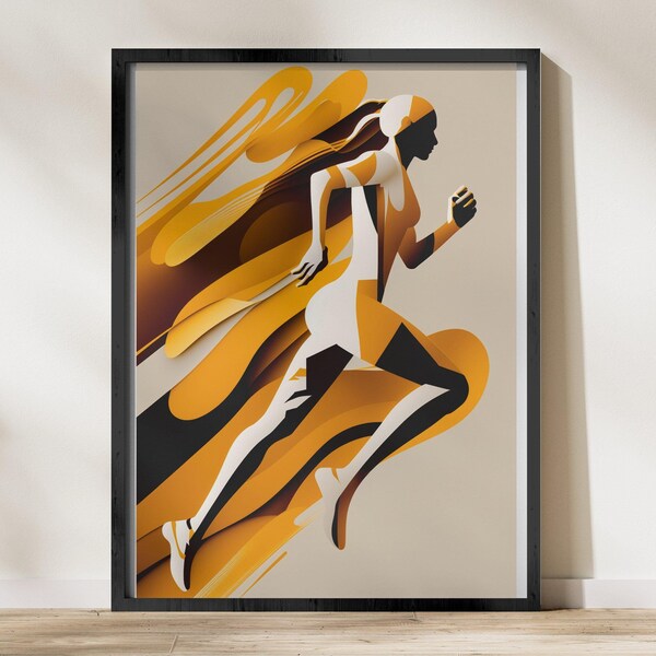 Duo-Tone Runner Art - Modern Minimalist Jogging Decor - Digital Print