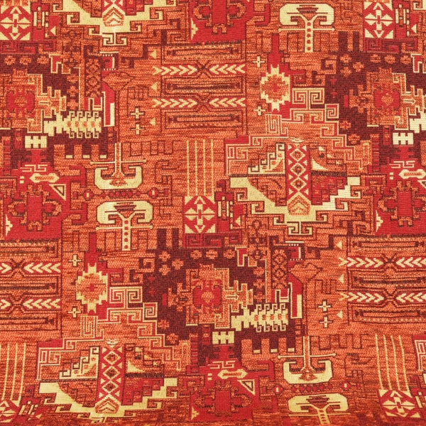 Upholstery Fabric, Turkish Fabric By the Yards, Turkish Orange Kilim Fabric, Chenille Fabric, Bohemian Fabric, Oriental Jacquard Fabric.