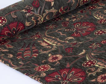 Turkish Kilim Fabric By The Yard: Chenille Upholstery Fabric