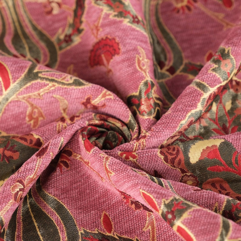 Pink Upholstery Fabric by the Yard, Upholstery Fabric for Chair, Tulip