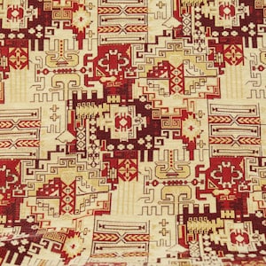 Türkischer Kelim-Bezugsstoff: Roter Orientalischer Chenille-Stoff, Massenware