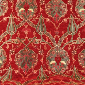 Red Upholstery fabric by the yard, upholstery fabric for chair, pillow fabric by the yard upholstery, red fabric, floral upholstery fabric.