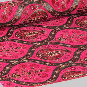 Upholstery Fabric, Turkish Fabric By the Yards, Turkish Pink Tulip Pattern Fabric, Chenille Fabric, Bohemian Fabric, Jacquard Fabric