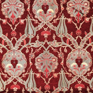 Dark red upholstery fabric, Turkish kilim fabric, kilim fabric by yard, upholstery fabric by the yard, dark red upholstery fabric.