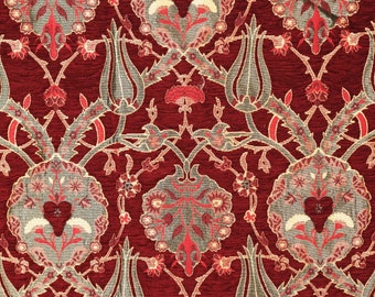 Dark red upholstery fabric, Turkish kilim fabric, kilim fabric by yard, upholstery fabric by the yard, dark red upholstery fabric.