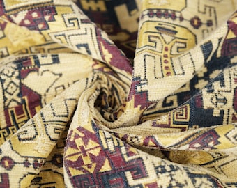 Kilim Upholstery Fabric By The Yard, Chenille Woven Textile
