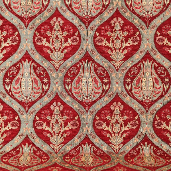 Turkish upholstery fabric, kilim upholstery fabric, Kilim design fabric, floral chair fabric, Persian pattern upholstery fabric,red oriental