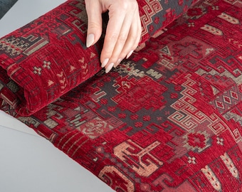 Cottagecore Cushion Fabric – Turkish Kilim Style Upholstery for Cozy Living Spaces