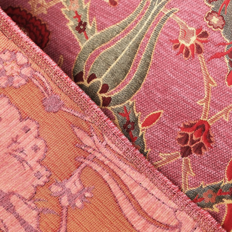 Pink Upholstery Fabric by the Yard, Upholstery Fabric for Chair, Tulip