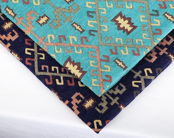 Tela Kilim turca cortada a medida, tapicería de chenilla tejida, estampado de alfombra oriental