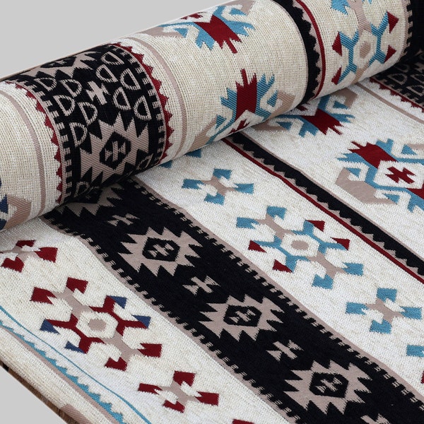 Turkish upholstery kilim fabric, jacquard fabric, morocco fabric, persian fabric, tapestry fabric, kilim fabric by the yard, kelim stoff.
