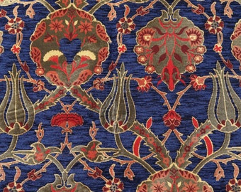 Blue Upholstery Kilim Fabric, Turkish Fabric By the Yards, Oriental kilim fabric, Chenille Fabric, Bohemian fabric, Turkish oriental fabric.