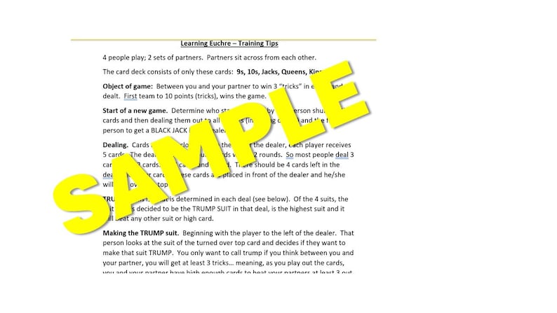 Euchre Cheat Sheet &amp; Tips for New Players - Etsy