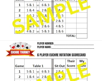 14 Person Euchre Tournament Rotation Scorecard - Etsy