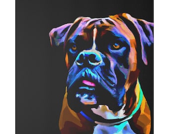 Boxer Dog Modern Art - A Vibrant Canvas Print for Dog Lovers and Art Enthusiasts - Stretched Matte Canvas