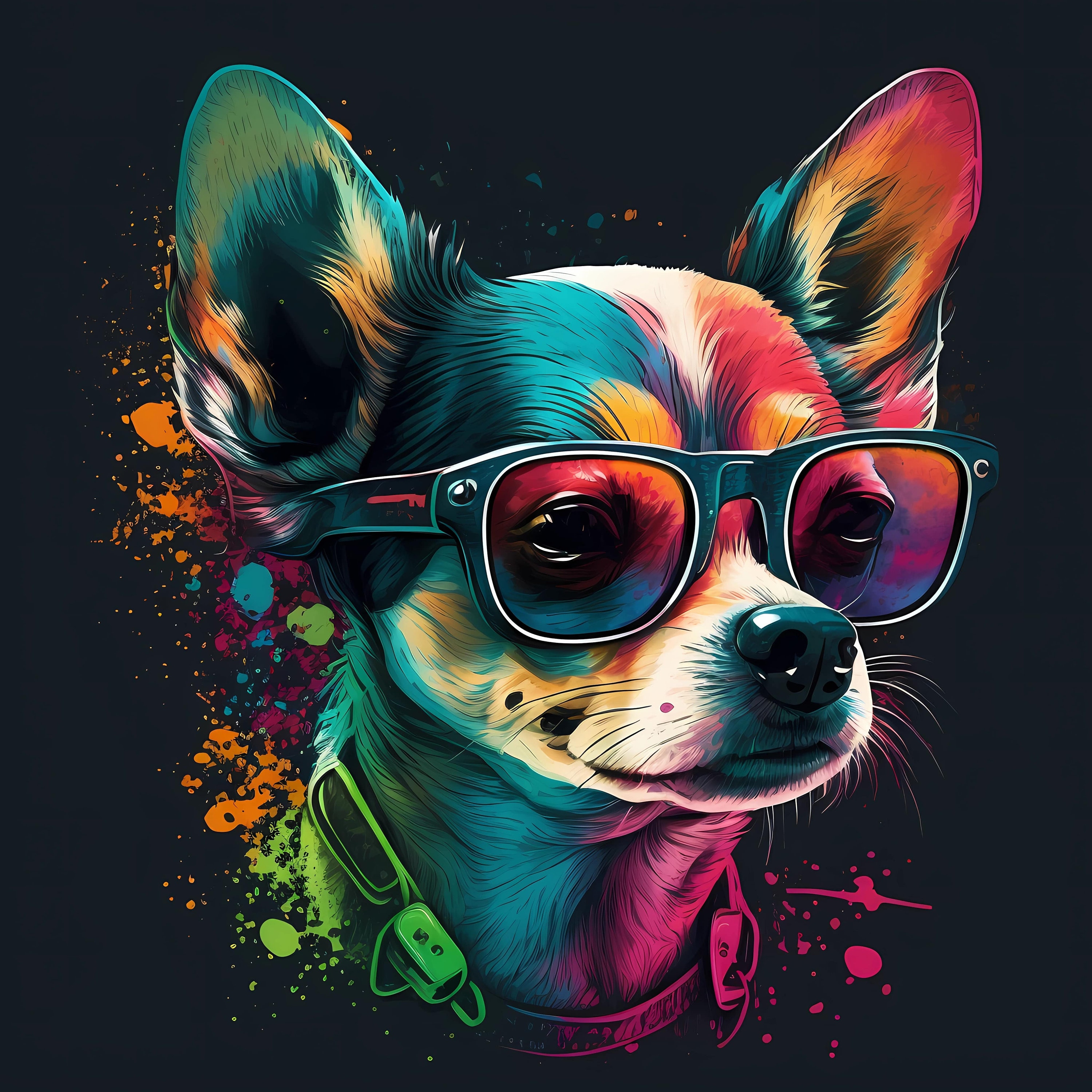 Creative Colorful Chihuahua Dog Figurines Modern Graffiti Art Home