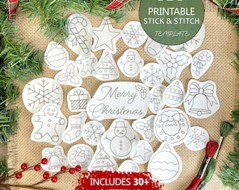 PDF Christmas Embroidery Patterns Printable stick and stitch, snowflake, DIY ornament, water soluble, Stabilizer Patterns, peel and stitch