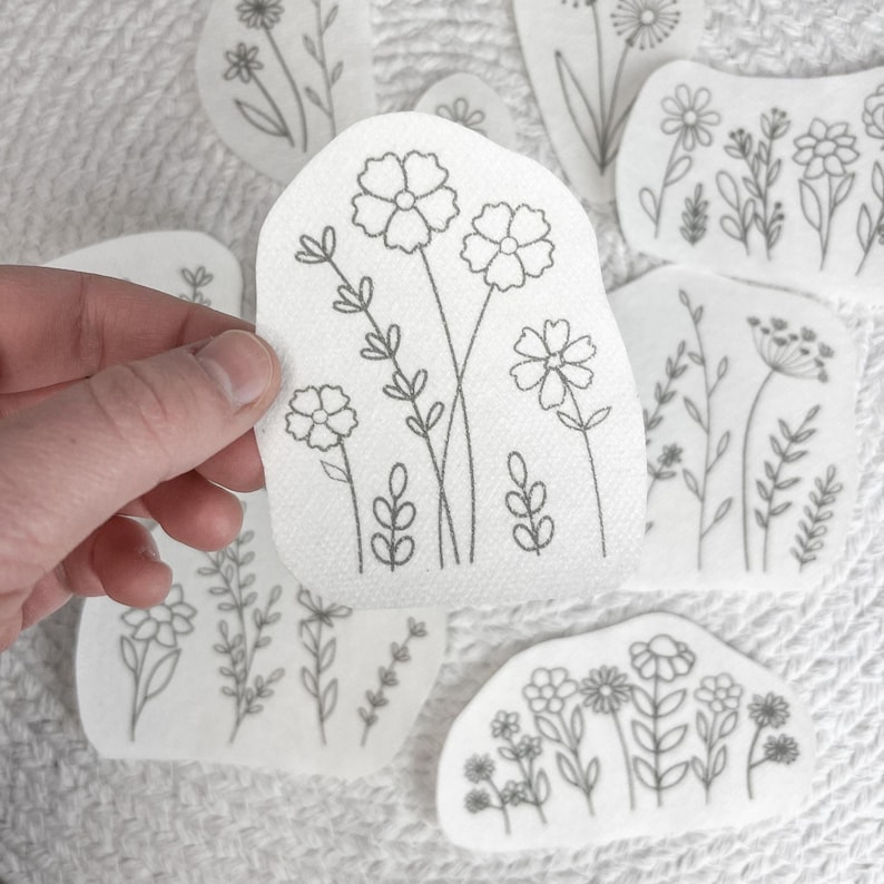 Wild Flowers Embroidery PDF – Printable Stick & Stitch Floral Patterns for Stabilizer | Beginner Hand DIY Embroidery, Instant Download image 7