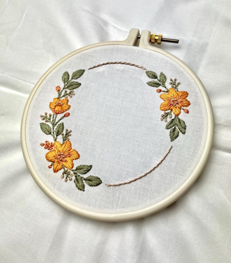 Floral Wreath Embroidery Pattern PDF – Stick and Stitch Printable for ...