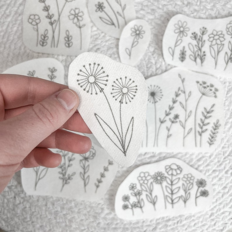 Wild Flowers Embroidery PDF – Printable Stick & Stitch Floral Patterns for Stabilizer | Beginner Hand DIY Embroidery, Instant Download image 8