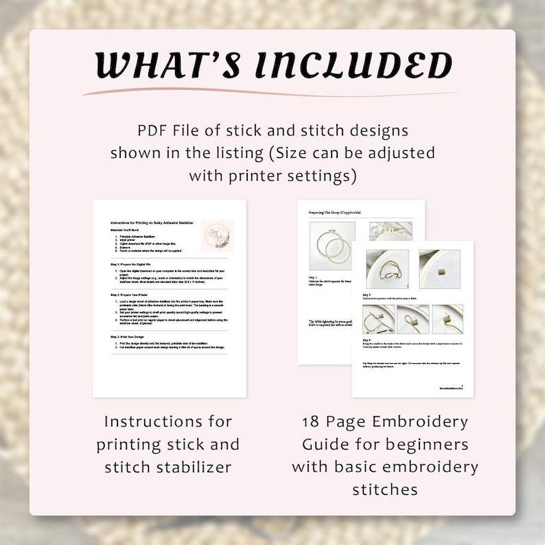 Wild Flowers Embroidery PDF – Printable Stick & Stitch Floral Patterns for Stabilizer | Beginner Hand DIY Embroidery, Instant Download image 5