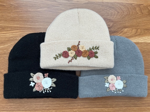 0 6 Month Baby Hand Embroidered Beanies Etsy