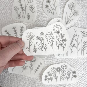 Wild Flowers Embroidery PDF – Printable Stick & Stitch Floral Patterns for Stabilizer | Beginner Hand DIY Embroidery, Instant Download image 9