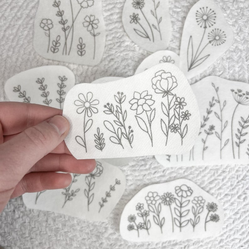 Wild Flowers Embroidery PDF – Printable Stick & Stitch Floral Patterns for Stabilizer | Beginner Hand DIY Embroidery, Instant Download image 9