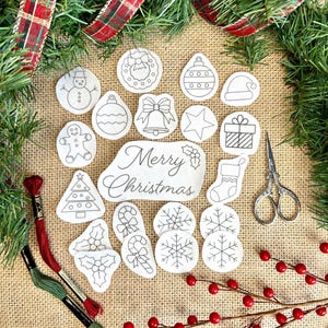 Christmas Embroidery Patterns, stick and stitch snowflake design, DIY ornament, water soluble Stabilizer, peel and stitch embroidery image 5