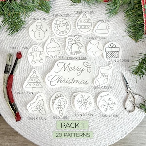 Christmas Embroidery Patterns, stick and stitch snowflake design, DIY ornament, water soluble Stabilizer, peel and stitch embroidery image 2