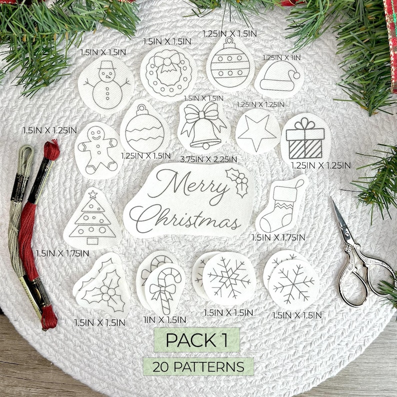 Christmas Embroidery Patterns, stick and stitch snowflake design, DIY ornament, water soluble Stabilizer, peel and stitch embroidery image 2