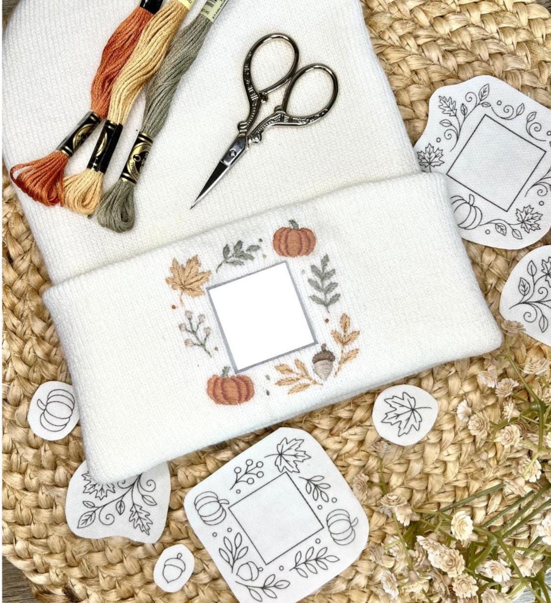 Fall Stick and Stitch Embroidery PDF Patterns for Beanie Logo Border ...