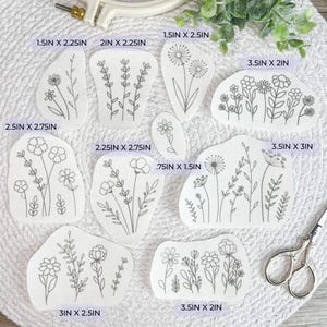 Wild Flowers Embroidery PDF – Printable Stick & Stitch Floral Patterns for Stabilizer | Beginner Hand DIY Embroidery, Instant Download image 2