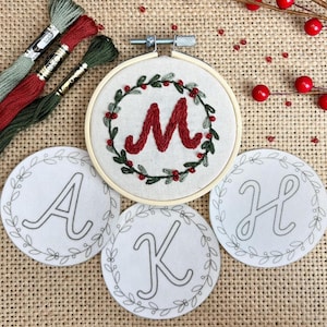 Alphabet Stick-and-Stitch Ornaments – Personalized Embroidery Monogram A-Z Peel & Stick Christmas Tree Decoration | Wash-Away Backing