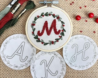Alphabet Stick-and-Stitch Ornaments – Personalized Embroidery Monogram A-Z Peel & Stick Christmas Tree Decoration | Wash-Away Backing