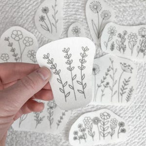Wild Flowers Embroidery PDF – Printable Stick & Stitch Floral Patterns for Stabilizer | Beginner Hand DIY Embroidery, Instant Download image 6