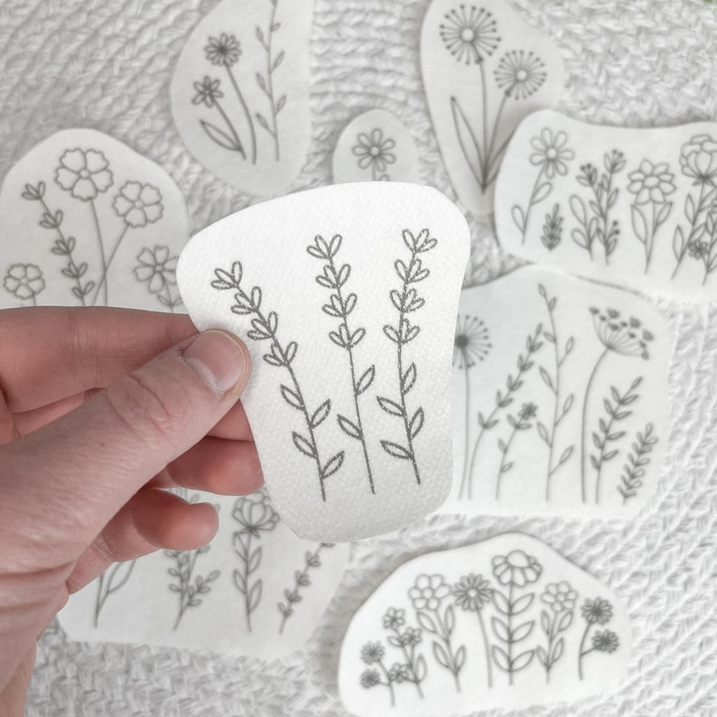 Wild Flowers Embroidery PDF – Printable Stick & Stitch Floral Patterns for Stabilizer | Beginner Hand DIY Embroidery, Instant Download image 6