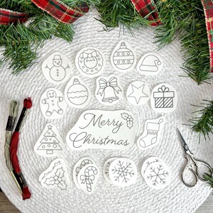 Christmas Embroidery Patterns, stick and stitch snowflake design, DIY ornament, water soluble Stabilizer, peel and stitch embroidery image 10