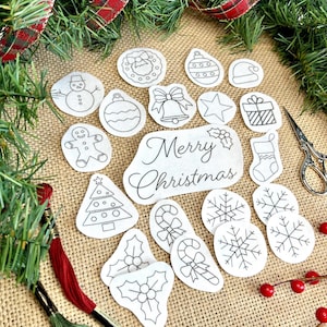 Christmas Embroidery Patterns, stick and stitch snowflake design, DIY ornament, water soluble Stabilizer, peel and stitch embroidery image 9