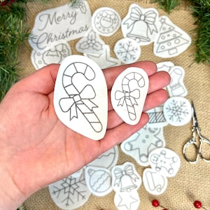 Christmas Embroidery Patterns, stick and stitch snowflake design, DIY ornament, water soluble Stabilizer, peel and stitch embroidery image 8