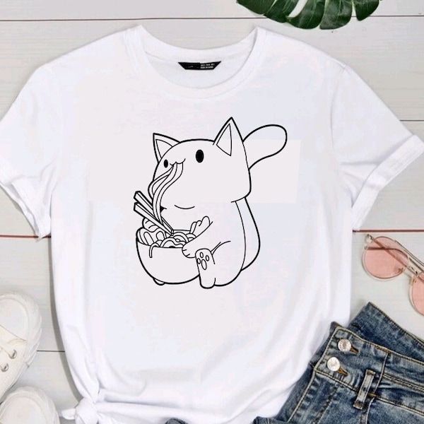 cute t-shirt anime svg noodles cat png