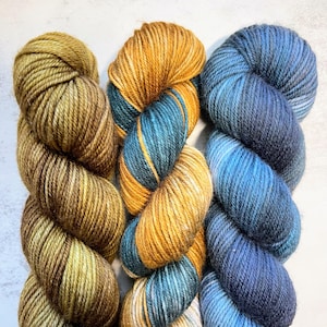 YARN DESTASH - handdyed yarn - DK weight - superwash merino wool nylon blend - Sewrella Yarn - variegated and semi solid/tonal - sale yarn