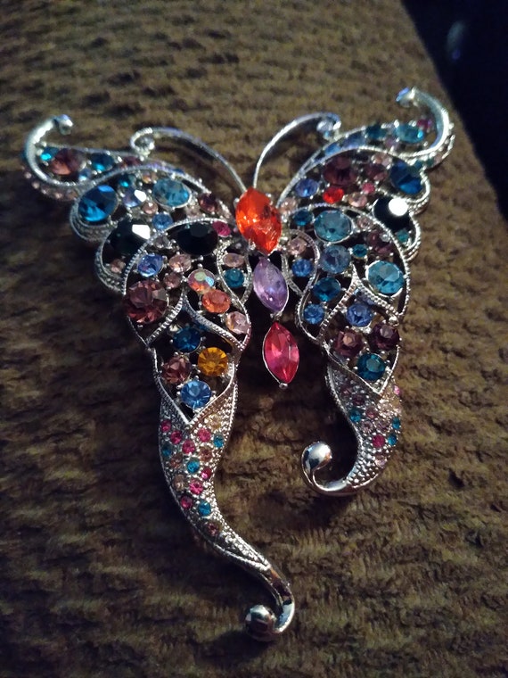 Vtg silvertone large butterfly brooch.